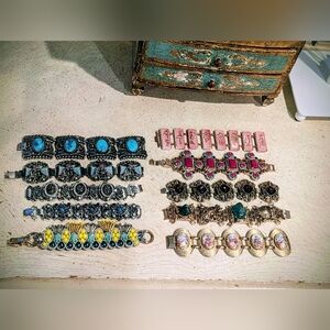 Elegant Multi-Color Vintage Bracelet Set 10 In Total